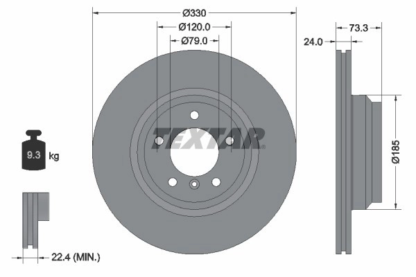 TEXTAR Bremsscheiben Innenbelüftet Vorne Rechts Links für BMW 3 1 X1