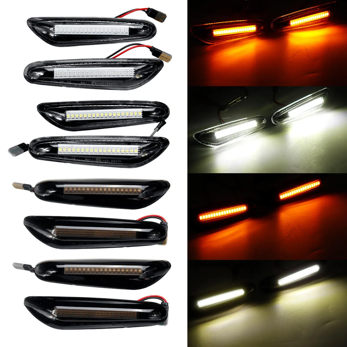 LED Seitenmarkierungsleuchten Blinker Lampen Weiß / Gelb Paar Für BMW E46 E60 E82 E88 E90 E92 E93