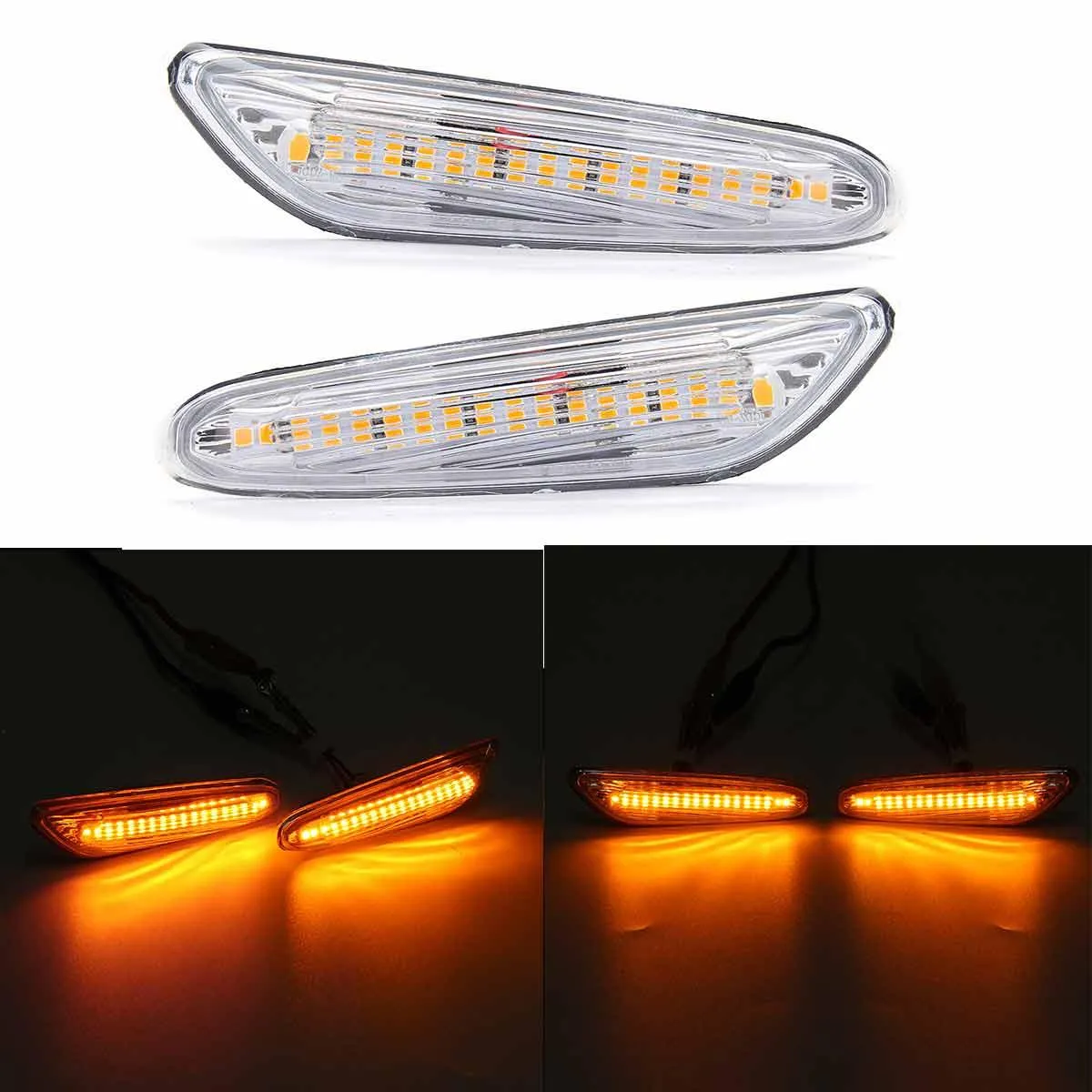 Paar Klarglas 18 LED Seitenmarkierungsleuchten Blinker Signallampen Gelb Für BMW E82 E88 E60 E61 E90 E91 E92 E93 E46