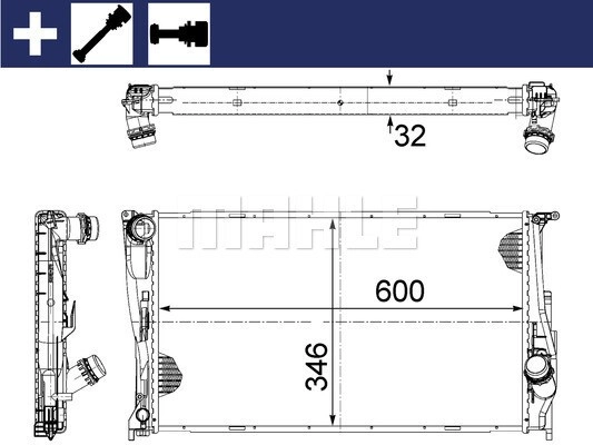 MAHLE Kühler, Motorkühlung mit Zubehör für BMW 17117788903 17117790297 7790297 CR 1083 000S