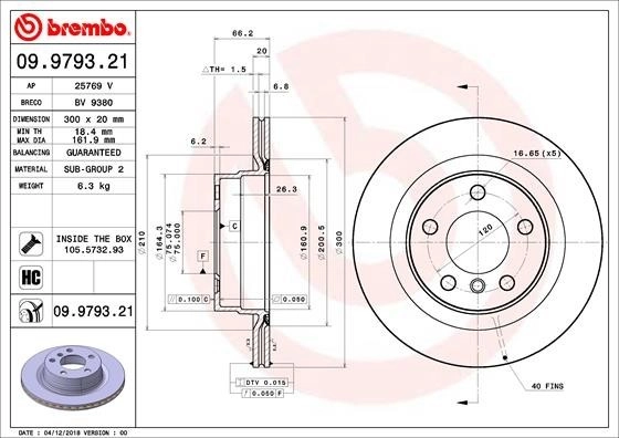 BREMBO Bremsscheibe COATED DISC LINE hinten rechts links innenbelüftet 300mm für BMW 34216792227 09.9793.21