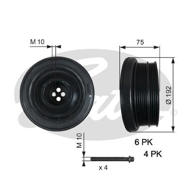 GATES Riemenscheibe, Kurbelwelle DriveAlign® mit Zubehör 192mm für BMW 11238511371 11237788611 11237793593 TVD1050A