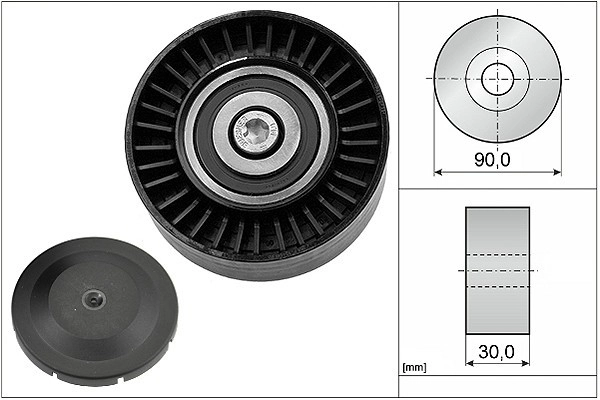 INA Umlenk-/Führungsrolle, Keilrippenriemen Ø90mm 90mm für MINI BMW 7557851 11287557851 532 0514 10