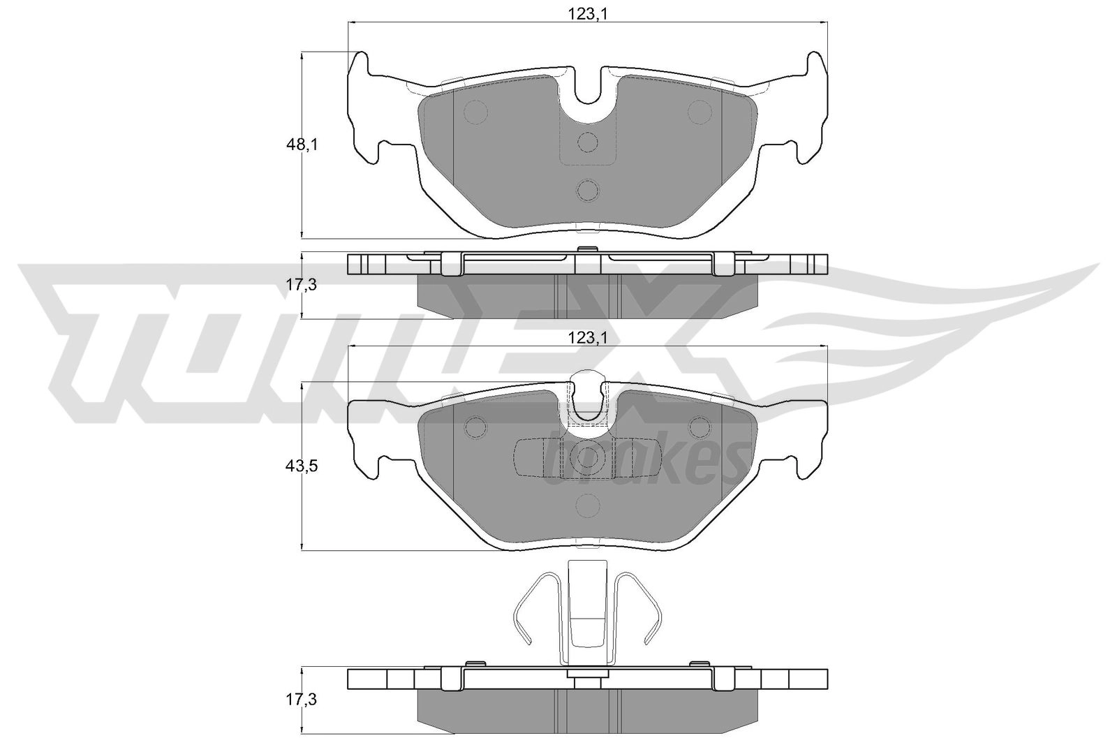 TOMEX Brakes Bremsbelagsatz, Scheibenbremse TX 14-36 hinten rechts links  für BMW 34216767150 6773161 2288892