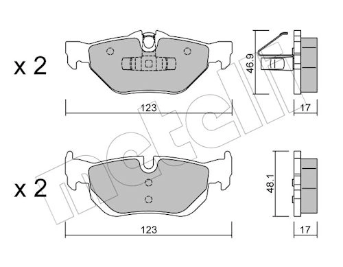 METELLI Bremsbelagsatz, Scheibenbremse 22-0642-0 hinten rechts links  für BMW 34216767148 34216790761 34216774692