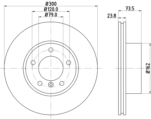 HELLA Bremsscheibe PRO High Carbon 8DD 355 128-421 vorne rechts links innenbelüftet 300mm für BMW (BRILLIANCE) 34116854998 6772669 6854998
