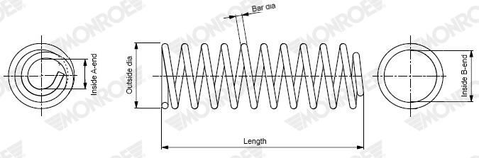 MONROE Fahrwerksfeder SP4595 vorne rechts links Schraubenfeder 139mm für BMW 31336767374 31336767375