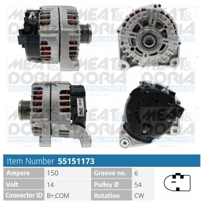 MEAT & DORIA Generator 55151173 14V 150A für BMW 12318507623 12318509022