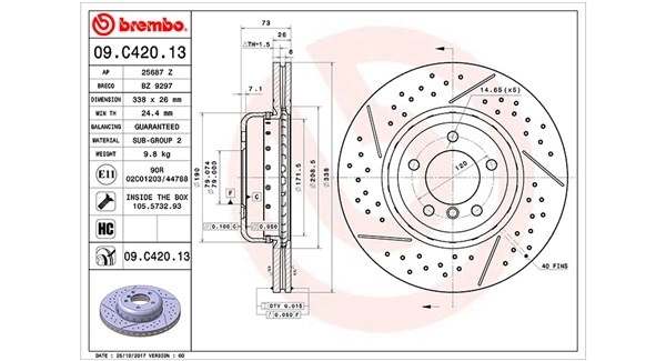 MAGNETI MARELLI Bremsscheibe Disco freno TWO-PIECE DISCS LINE 360406132804 vorne rechts links belüftet Ø338mm 338mm für BMW 34116786392