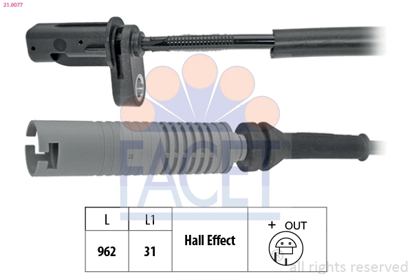 FACET Sensor, Raddrehzahl 21.0077 hinten rechts  für BMW 34526762466 6762466
