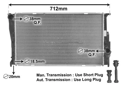 VAN WEZEL Kühler, Motorkühlung 06002293 mit Zubehör für BMW 17117794488 17117558480
