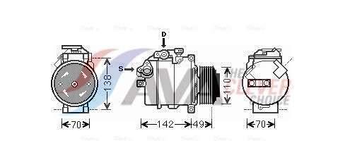 AVA QUALITY COOLING Kompressor, Klimaanlage BWAK411 12V für ALPINA BMW 4471908470 4471908476 64526987863