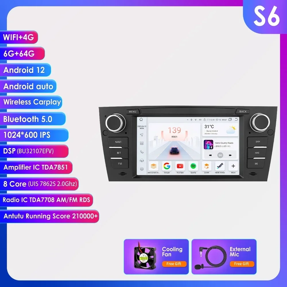 Hizpo AI Sprachnavigation Audio für BMW 3er E90 E91 E92 E93 Autoradio 2 Din Android Auto Multimedia GPS Carplay 2din Kein DVD