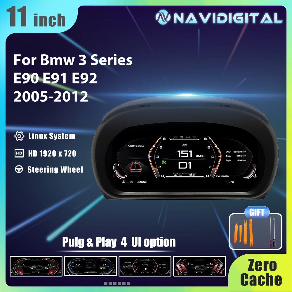 Navigital 11'' zoll Lcd Dashboard Für BMW 3er E90 E91 E92 2005-2012 Jahre Unterstützung Carplay Panel Virtuele Cockpit tachometer