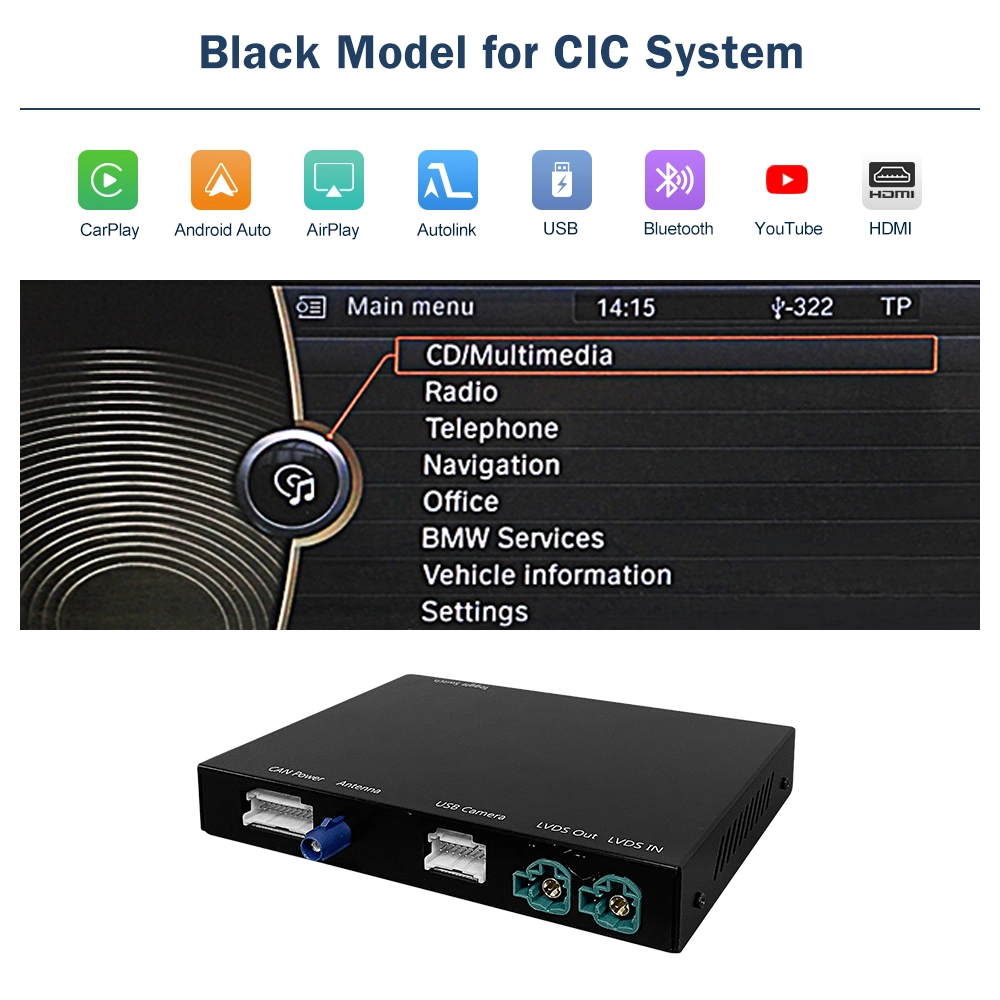 Road Top Wireless Carplay Android Auto für BMW 3er E90 E91 E92 E93 und 5er E60 E61 2006-2011 mit Spiegel verbindungs funktion