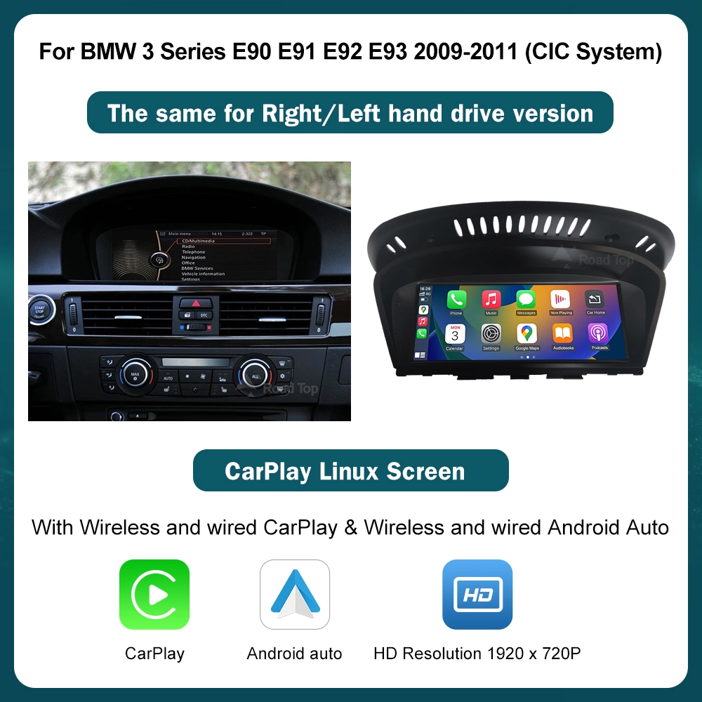 8,8'' Kabelloses CarPlay Android Auto für BMW Serie 3 5 E60 E61 E90 E91 E92 E93 CCC CIC System Multimedia-Displaybildschirm