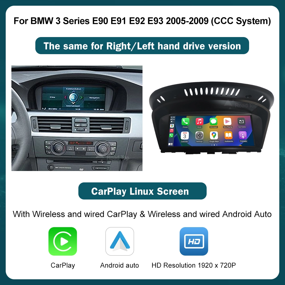 8,8'' Kabelloses CarPlay Android Auto für BMW Serie 3 5 E60 E61 E90 E91 E92 E93 CCC CIC System Multimedia-Displaybildschirm
