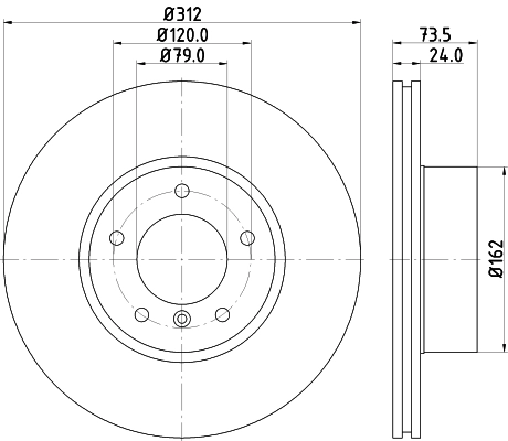HELLA Bremsscheibe PRO 8DD 355 115-381 vorne rechts links innenbelüftet 312mm für BMW (BRILLIANCE) 6774875 34116774875 34116855006