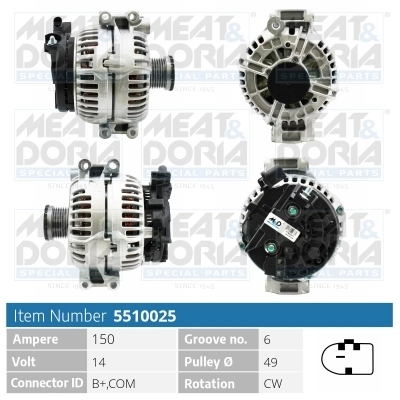MEAT & DORIA Generator 5510025 14V 150A für BMW 12317522962 12317533270 12317505899