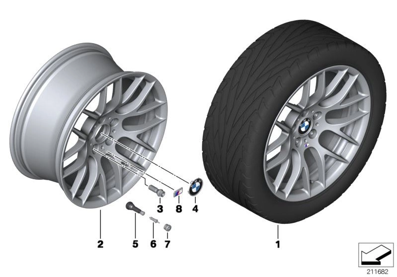 BMW Alufelge M Y-Speiche 359 silber 9J ET31 1er E82 3er E90/E92 -