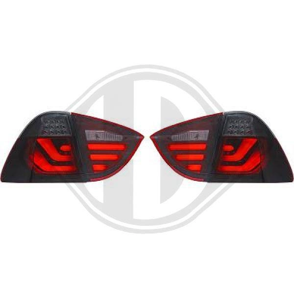 DESIGNRÜCKLAMP.SET E91, 05-08 TOURING KLARGLAS/SMOKE-RED 3D LED LIGHT BAR DESIGN