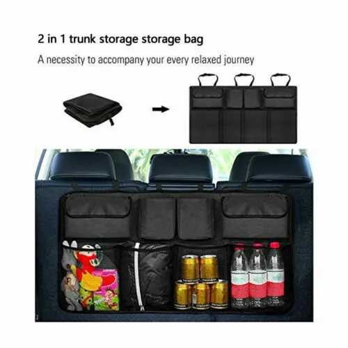 Universal Auto Rücksitz 2 in 1 Aufbewahrung Tasche Organizer mit Netz Kofferraum