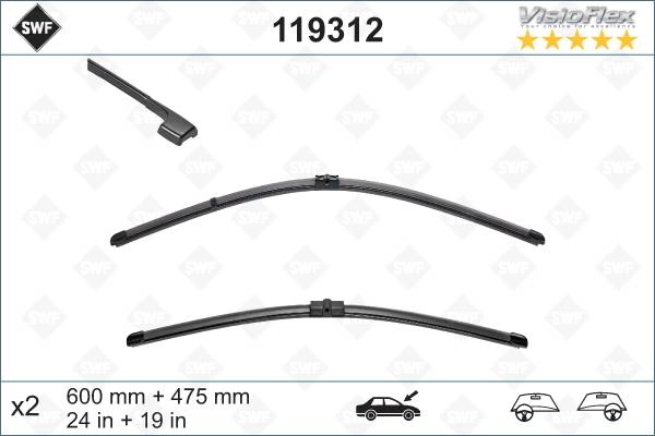 Satz SWF Visioflex Flachwischer BMW 3er E90 E1