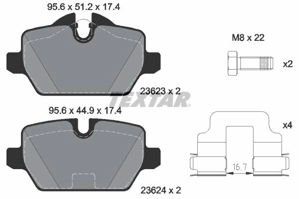 Textar Bremsbeläge hinten BMW 1 3 + Coupe E81 E87 E90 E92 116-318