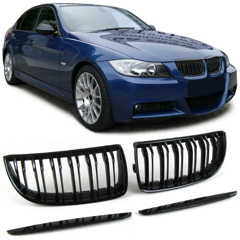 Carparts-online - Sport Kühlergrill Nieren Doppelsteg schwarz glänzend BMW 3er E90 E91 05-08