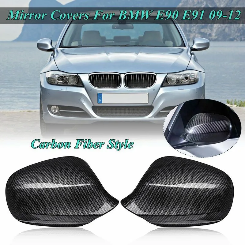 1 Paar linke / rechte Rückspiegelabdeckungen im Carbon-Stil für BMW E90 E91 2009-2012