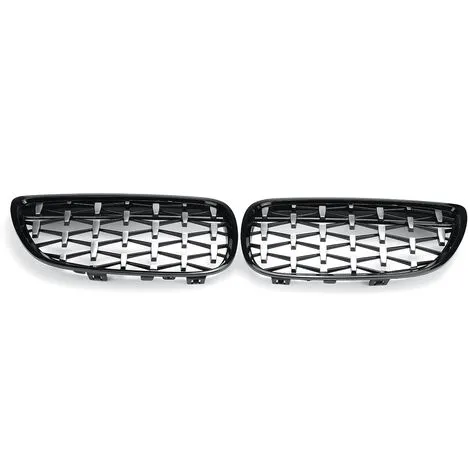 2 STÜCKE Schwarz und Chrom Diamant Meteor Kühlergrill für BMW 3er E90 E92 E93
