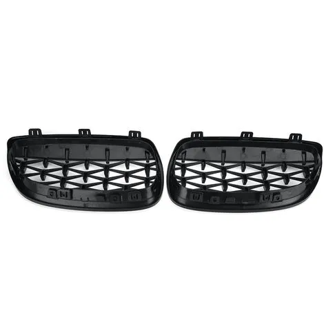2 STÜCKE Schwarz und Chrom Diamant Meteor Kühlergrill für BMW 3er E90 E92 E93