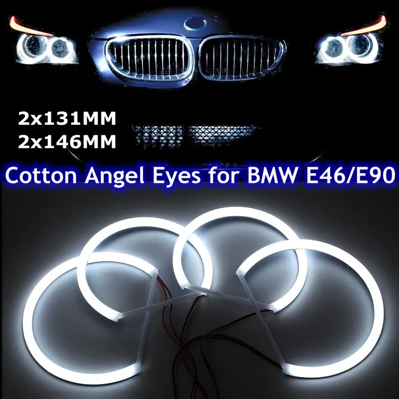 4 x PCB-Gehäuse Clear White Angel Eye Halo-Ringe für BMW E46 / E90 / E91 Nicht HID