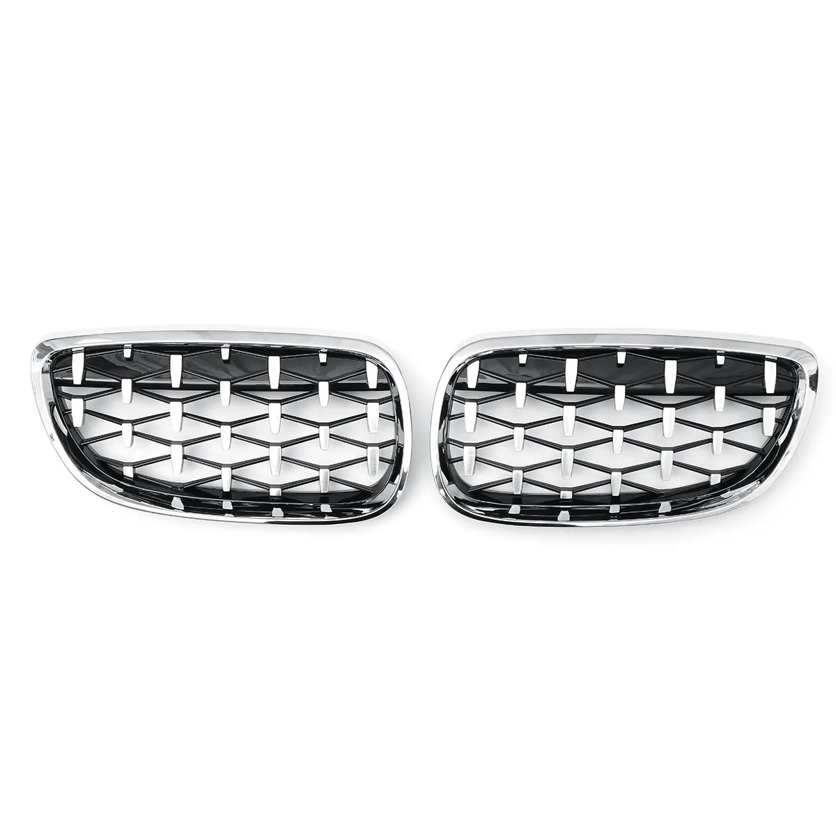 2PCS Frontgrill Kühlergrill Chrome Diamond Meteor Für BMW 3er E90 E92