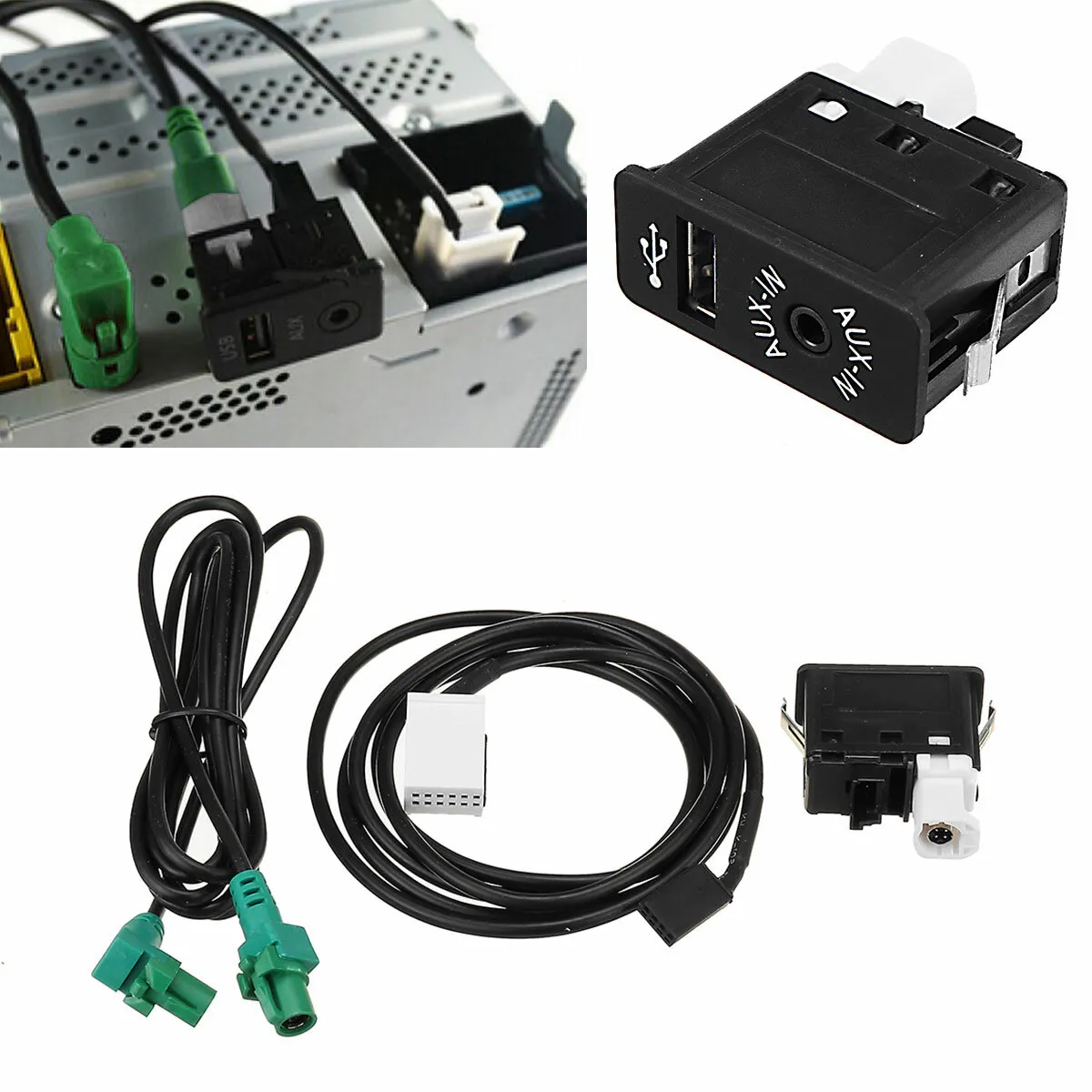 Auto AUX USB-Schalterbuchse Audiokabeladapter Für BMW E60 E61 E63 E64 E87 E90