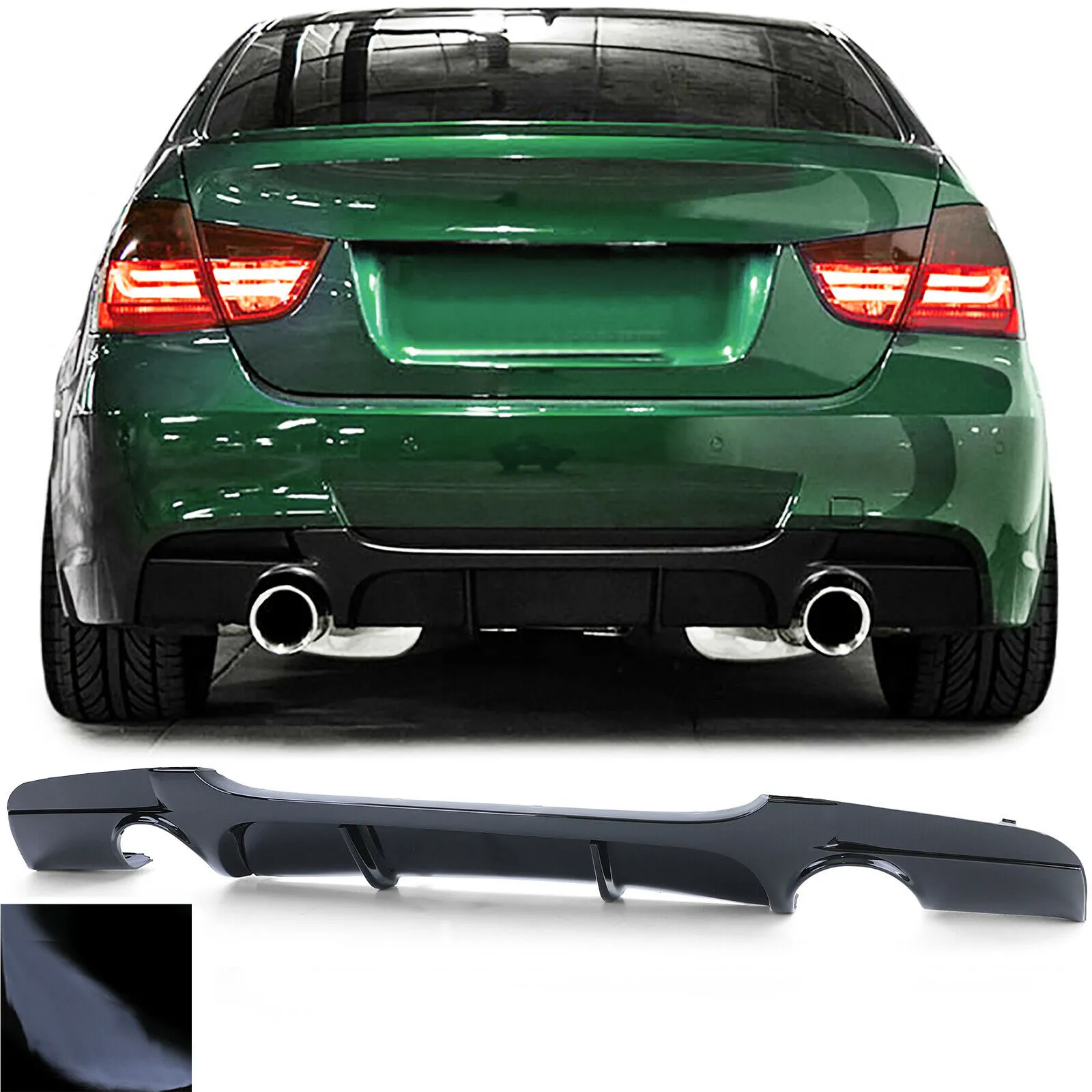 Heck Diffusor Performance Endrohr beidseitig Glanz passend für BMW 3er E90 05-12