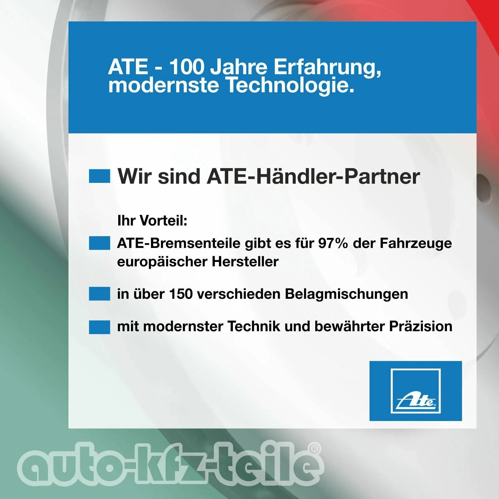 ATE BREMSENKIT BMW 1er E81 3er E90 E91 E92 E93 HINTEN Ø 300  WAKO ab Bj. 03.2010