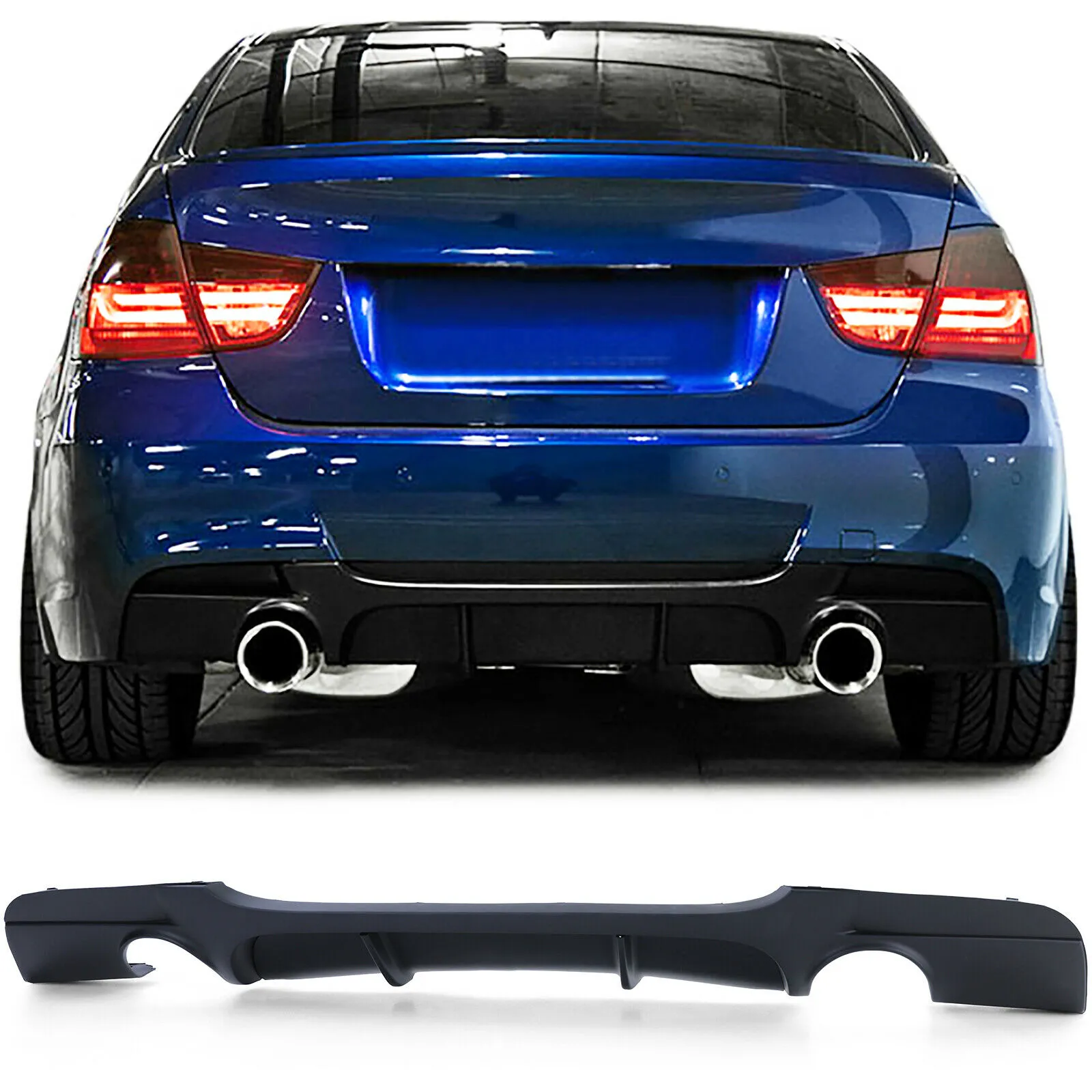 Heck Diffusor Performance Endrohr beidseitig Matt passend für BMW 3er E90 05-12