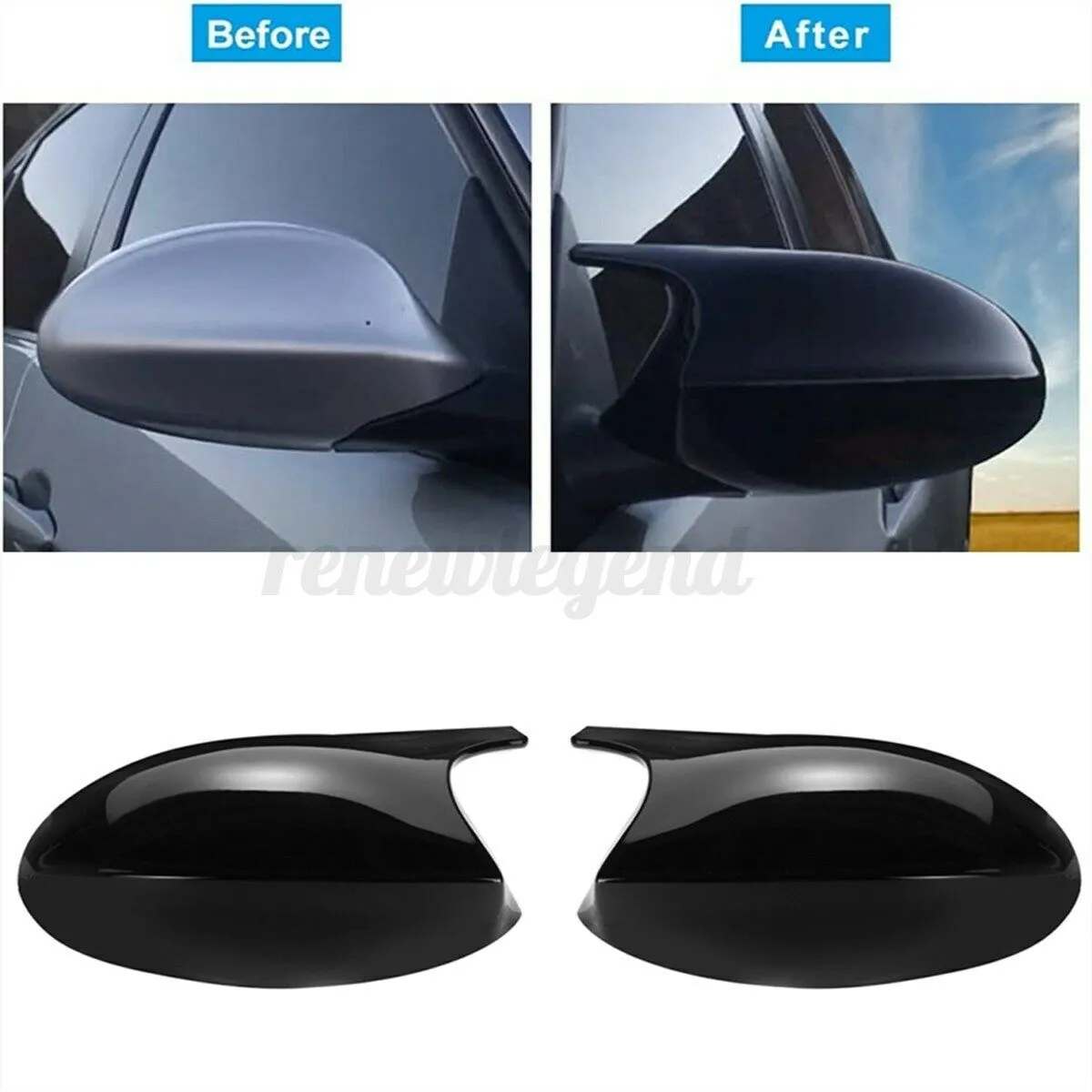 2Pcs M3 Stil Spiegelkappe Gehäuse Glanz Schwarz Für BMW E90 E91 E92 E93 PRE-LCI 