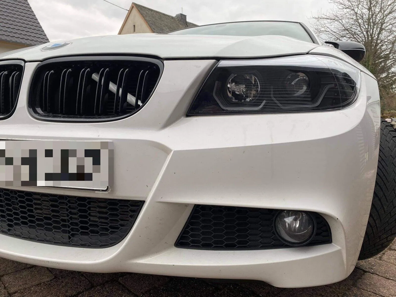 3D Led Angel Eyes Scheinwerfer Set schwarz für BMW 3er E90 E91 BJ 05 - 08 Neu!