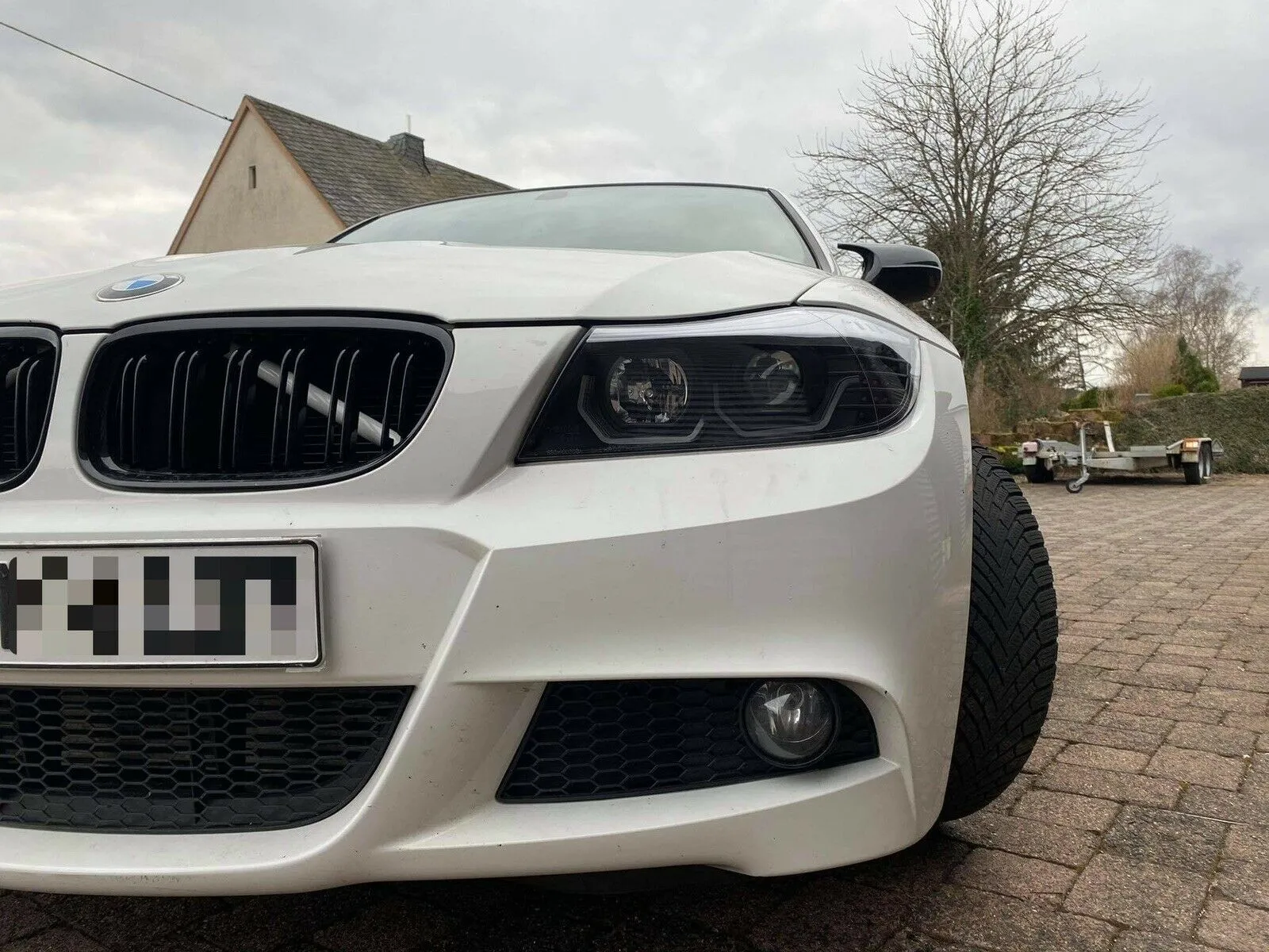 3D Led Angel Eyes Scheinwerfer Set schwarz für BMW 3er E90 E91 BJ 05 - 08 Neu!