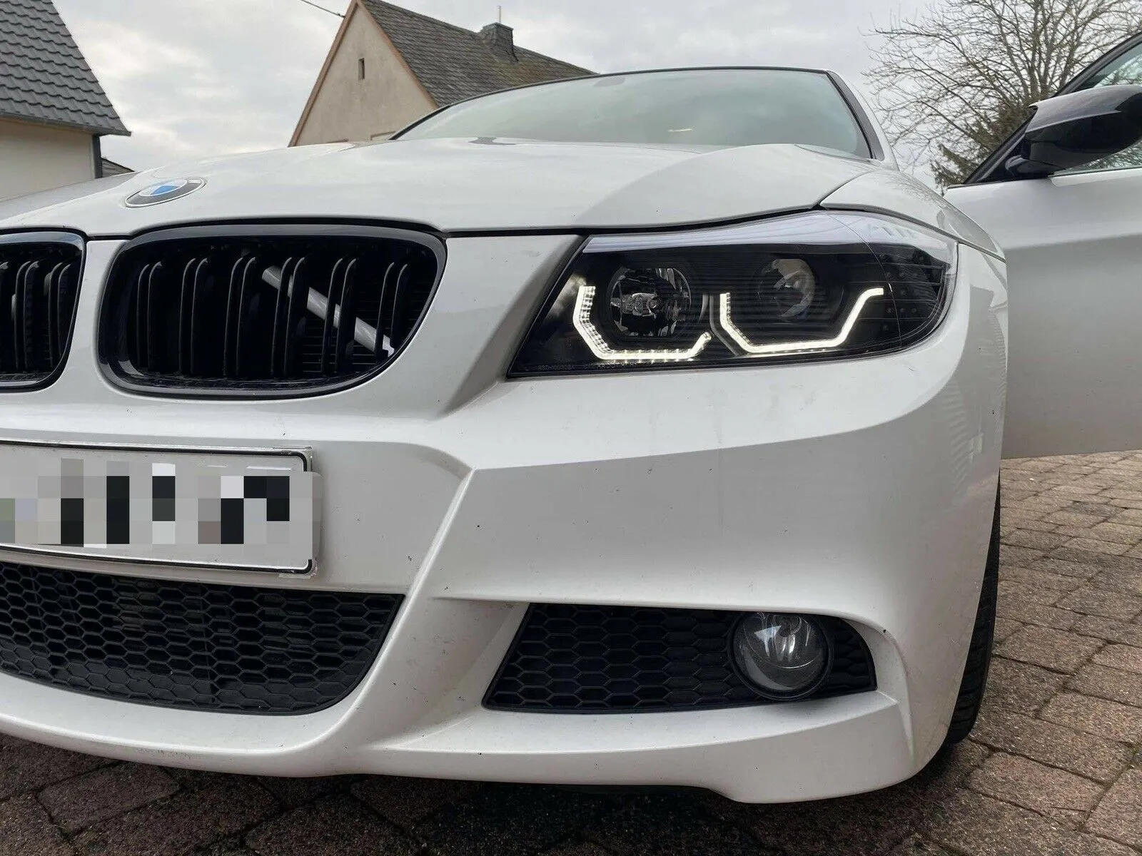 3D Led Angel Eyes Scheinwerfer Set schwarz für BMW 3er E90 E91 BJ 05 - 08 Neu!