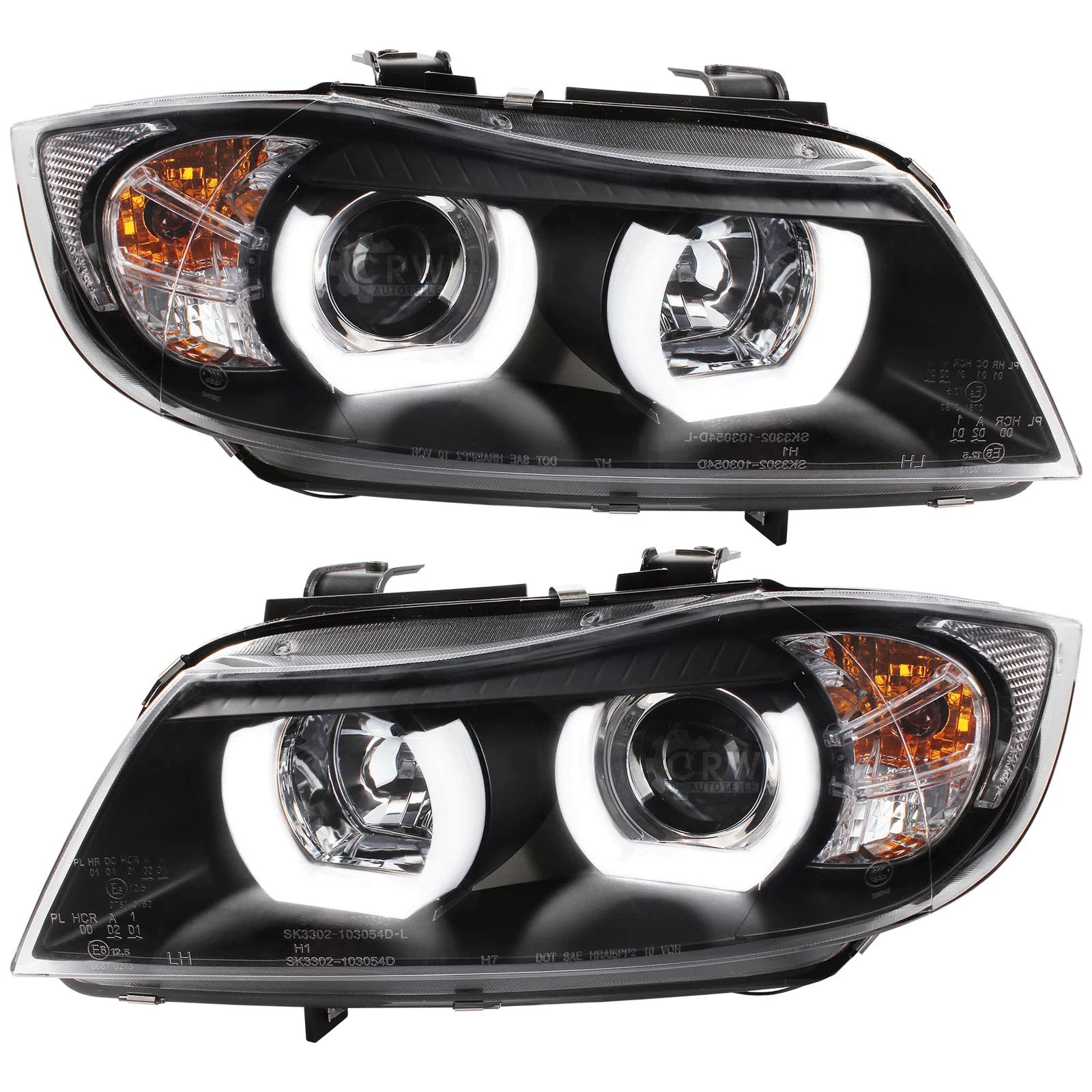 Scheinwerfer Set 3D U LED Angel Eyes für BMW 3er E90 E91 Bj. 05-08 Limo Touring