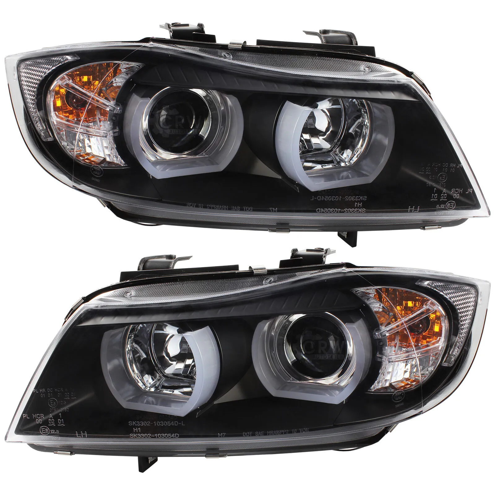 Scheinwerfer Set 3D U LED Angel Eyes für BMW 3er E90 E91 Bj. 05-08 Limo Touring