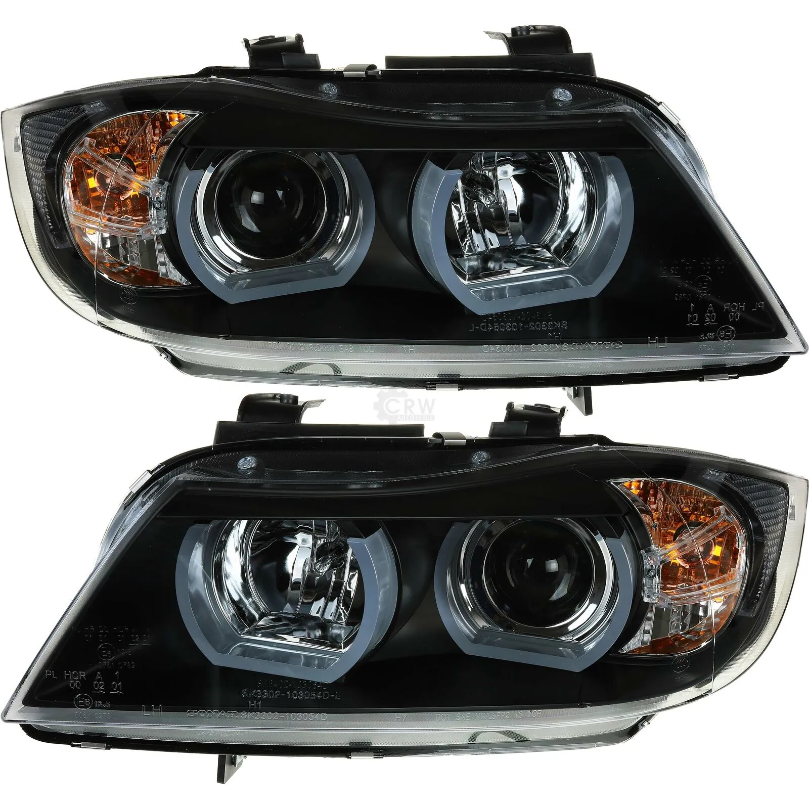 Scheinwerfer Set 3D U LED Angel Eyes für BMW 3er E90 E91 Bj. 05-08 Limo Touring