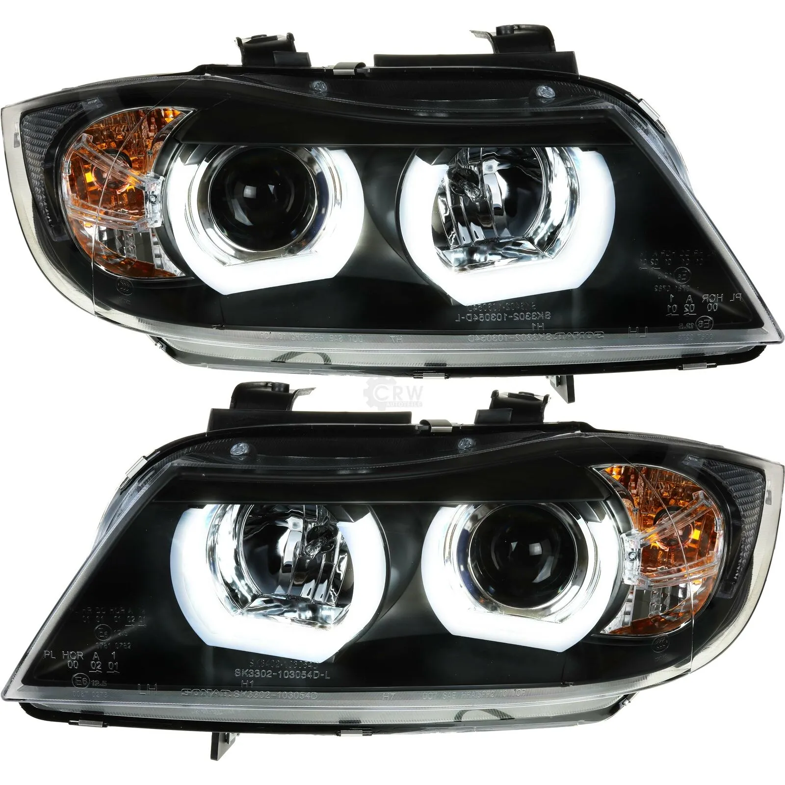 Scheinwerfer Set 3D U LED Angel Eyes für BMW 3er E90 E91 Bj. 05-08 Limo Touring