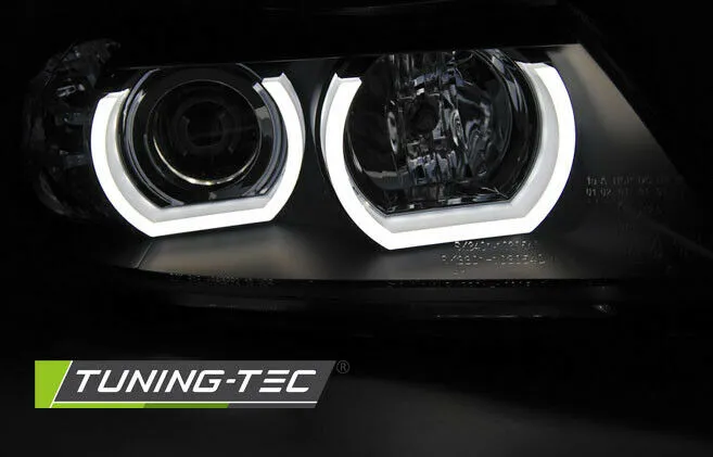 Led 3D Angel Eyes Scheinwerfer schwarz für BMW 3er E90 E91 Limo Touring BJ 05-08