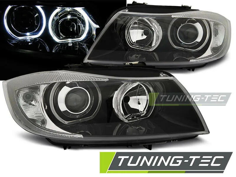 Led Angel Eyes Scheinwerfer Set schwarz für BMW 3er E90 E91 BJ 05 - 09 Neu!!!