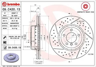 BREMBO Bremsscheibe BMW 09.C420.13 34116786392 Bremsscheiben,Scheibenbremsen