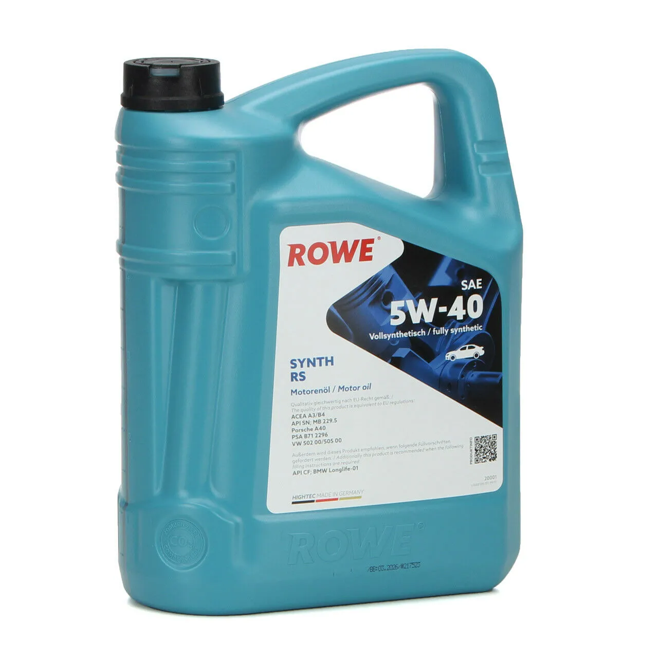 10 Liter ROWE Motoröl Öl SYNTH RS 5W-40 MB 229.5 PSA B71 2296 VW 502.00/505.00